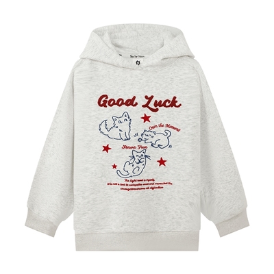 女童小猫刺绣童趣连帽卫衣连帽衫