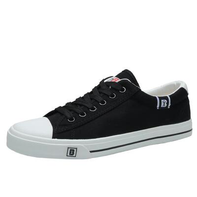 人本低帮黑色帆布鞋大码4546