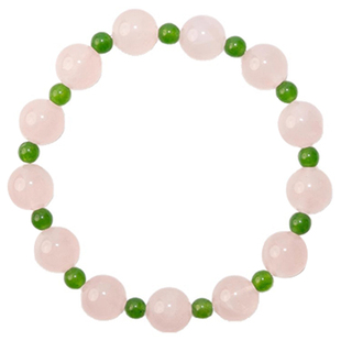 新中式天然粉色水晶和田碧玉手串女生招桃花转运手链国风七夕礼物