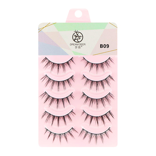 梦鹿假眼睫毛浓密仙子毛女自然仿真鱼尾A毛凌乱硬梗可撑双眼皮B09