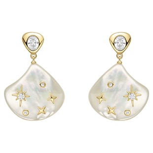 李沁同款何方贝母星光耳钉HEFANG贝母纽扣爱心耳环轻奢饰品耳饰