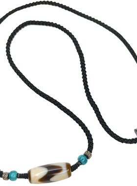 默生文玩真品虎牙天珠天然玛瑙