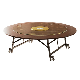 折叠餐桌家用大圆桌10人20人饭桌带转盘圆形吃饭桌子新型双折叠桌