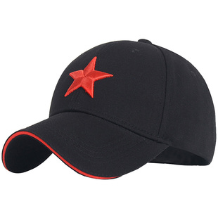 五角星帽子男棒球帽崔健同款红军训潮休闲百搭刺绣中国五星鸭舌帽
