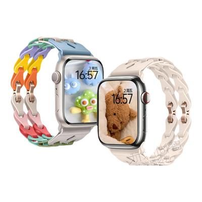 适用苹果手表Applewatch S10/9链式11镂空硅胶表带ultra2/3运动S8/7智能iwatch高级se小众6创意10代女生5夏天