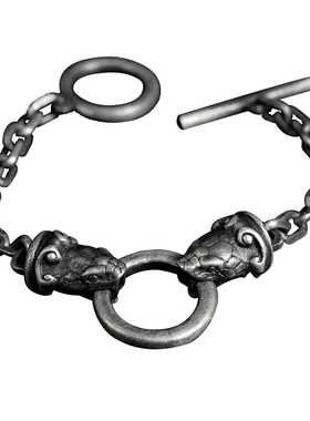 手链银男士蛇头开口银手镯环状