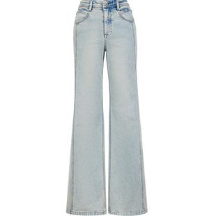 ONLY2025秋冬新款高腰显瘦拼接侧线提臀剪裁长裤喇叭裤牛仔裤女