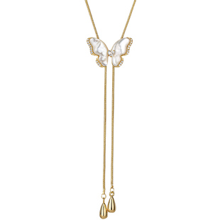 贝壳蝴蝶母贝项链女款2026新款配饰秋冬饰品毛衣链轻奢高级感首饰