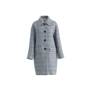 OBEG欧碧倩中长款法式气质呢子大衣小香风粗花呢外套女冬10484182