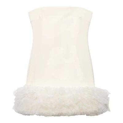 纯欲一字肩蓬蓬下摆绢网短连衣裙