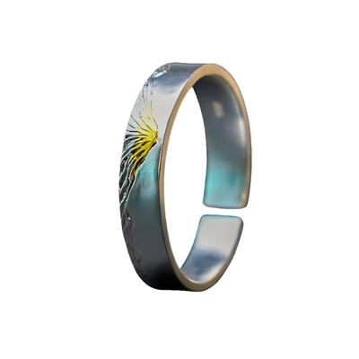 足银999手工錾刻日照金山手镯