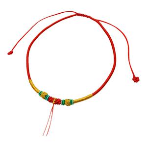 婴儿宝宝周岁抓周黄金长命锁平安锁金锁编织红色项圈项链绳挂坠绳