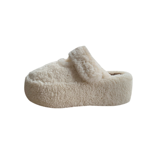 毛绒绒~羊羔毛增高厚底包头半拖鞋女冬季外穿ins百搭加绒棉拖鞋