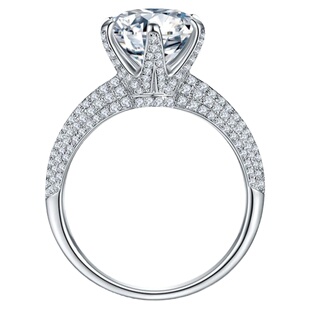 新品莫桑石钻戒指女925纯银镀AU750白金情侣对戒仿真钻戒半壁江山