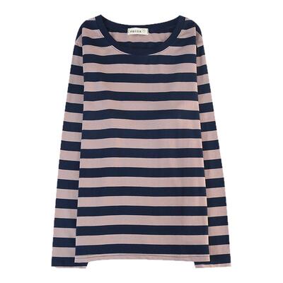 纯棉条纹长袖T恤女士打底衫