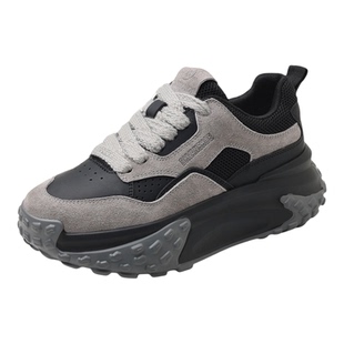 厚底老爹鞋女2026新款小个子增高秋冬季真皮轻便软底休闲运动鞋子