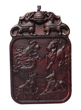 小叶紫檀龙狗牛羊吊坠三会土挂件补土缺土男女项链红木定制木雕