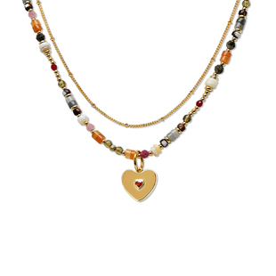 LAZY CIRCLES爱心天然石套组项链女可拆卸吊坠锁骨链叠戴高级配饰