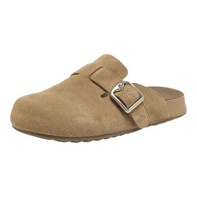 百思图春夏新款居家休闲勃肯鞋外穿拖鞋女懒人一脚蹬单鞋BG197CH4