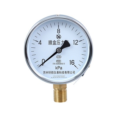 苏州轩胜YE100膜盒压力表