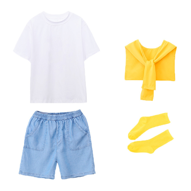 儿童啦啦队演出服小学生运动会开幕式服装糖果色多巴胺班服毕业照