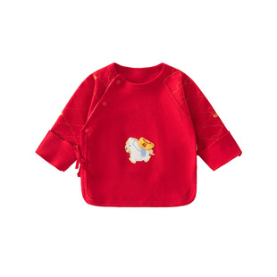 新生儿半背衣四季款纯棉和尚服上衣马宝宝月子满月大红婴儿内衣52