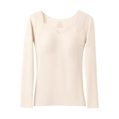 DPLAYSWEE简约免穿文胸保暖上衣女双面磨毛内衣套装打底衫2024冬