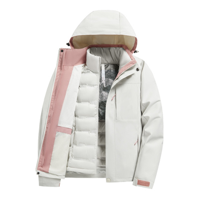 稻草人冲锋衣羽绒服女冬季三合一可拆卸羽绒内胆防风防水加厚外套