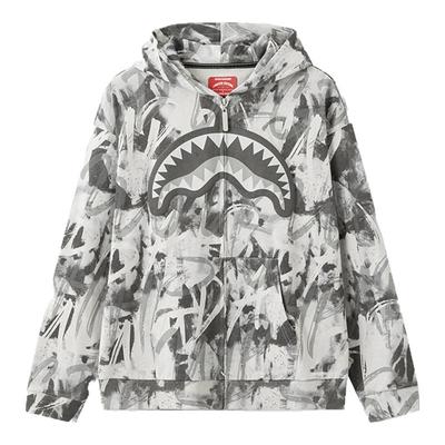 SprayGround鲨鱼嘴2025春秋满印涂鸦开衫卫衣男女美式情侣连帽衫