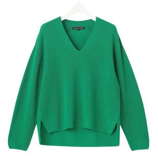 23区日系春季通勤宽松款纯羊毛V领套头毛衣针织毛衫内搭商场同款