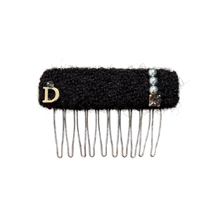 韩系新款毛线针织字母发梳重工闪耀珍珠发夹高级感气质百搭倒插梳