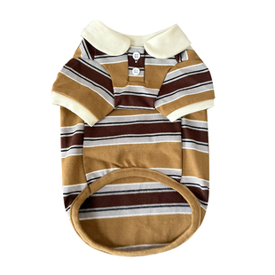 袋袋猫 miu系复古条纹宠物polo衫连衣裙 马尔泰比熊狗狗秋季衣服