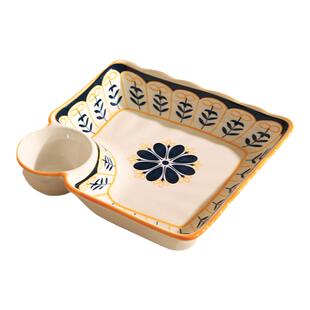 陶瓷饺子盘子带醋碟家用2026新款水饺专用盘虾盘高级感早餐盘餐具