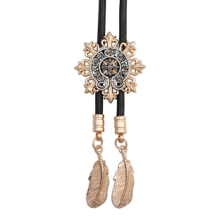 欧美复古bolo tie巴洛克十字架洛领带男项链衬衫金属领结领绳配饰