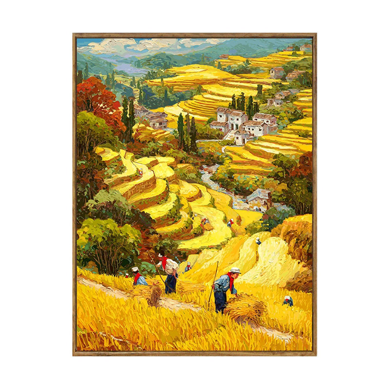 秋天梯田风景数字油画diy填充