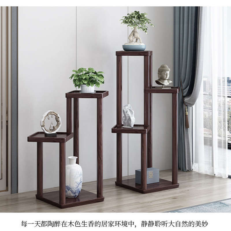 花架子新中式客厅置物架客厅落地简约现代家具室内吊兰花盆多层
