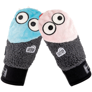 DOOREK大眼睛滑雪手套防水耐磨保暖单板滑雪手闷子卡通毛绒手套