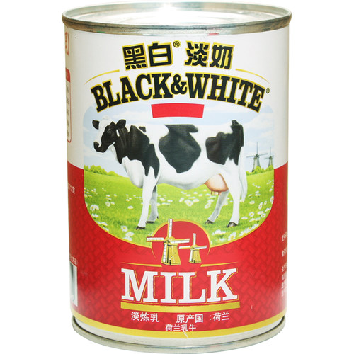 荷兰进口黑白淡奶400g整箱48罐奶茶店专用咖啡甜品烘焙