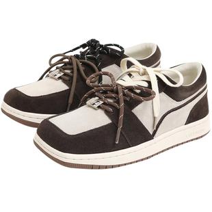 CALVINLUO 经典方头低帮复古潮流设计感运动鞋25新款女百搭休闲鞋