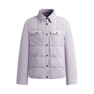 Navigare意大利小帆船紫色羽绒服女士冬季新品翻领短款灯芯绒外套