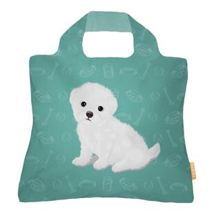 绿底比熊时尚折叠环保购物袋买菜包书包收纳旅行袋单肩包妈咪包