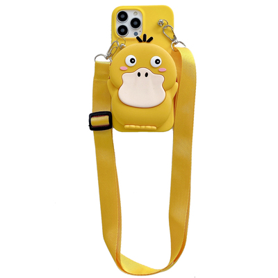 呆萌鸭零钱包包斜跨挂绳手机壳