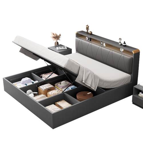 卧室1米5高箱气压储物床双人床实木榻榻米1米2收纳单人床2026新款