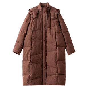 梭家|朋友的酒｜匈牙利95白鹅绒 红棕色色织匹马棉长款过膝羽绒服