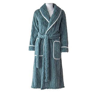 睡袍女冬加厚长款珊瑚绒情侣家居服浴袍法兰绒男睡衣加绒长袍晨袍