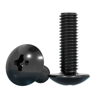 国标黑色304不锈钢十字大扁头机螺钉镀黑锌蘑菇头螺丝MM2M3M4M5M6