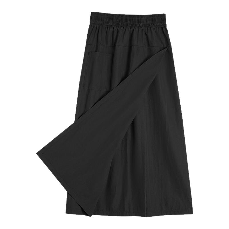 美式工装山本裙裤女夏薄款2025新款高腰开叉a字半身裙冰丝阔腿裤