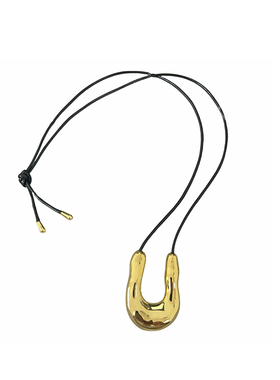 个性简约马蹄U形皮蜡绳吊坠项链