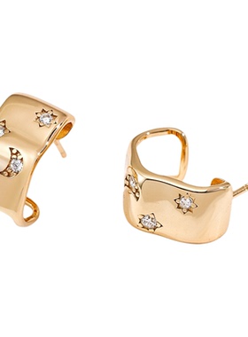 925银镀金星星耳环轻奢小众