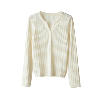 可机洗针织衫 女士通勤百搭长袖上衣 保暖剪刀领羊毛毛衣 春秋款